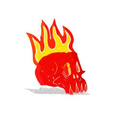 Cartoon Flaming Skull N27