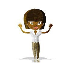 cartoon woman with raised hands N2