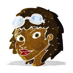 cartoon happy woman wearing aviator goggles N2