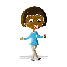 cartoon woman shrugging shoulders N71
