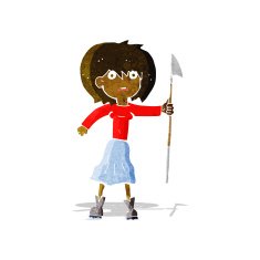 cartoon woman with harpoon