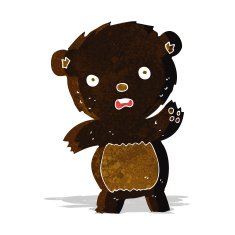 cartoon waving black bear cub N4