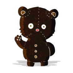 cartoon waving black bear cub N6