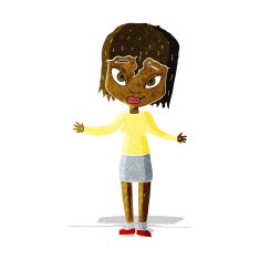 cartoon woman shrugging shoulders N72