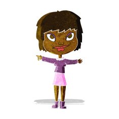 cartoon woman pointing N35