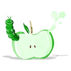 cartoon apple with bug N6