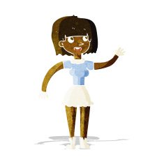 Cartoon Girl Waving N6