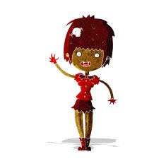 cartoon waving vampire girl N4