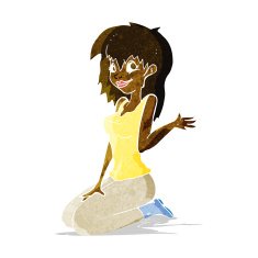 cartoon pretty girl waving N7