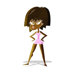 cartoon angry woman in dress N2