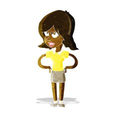 cartoon annoyed woman with hands on hips