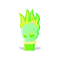 cartoon spooky skull cupcake N2