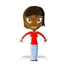 cartoon woman shrugging shoulders N74