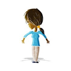 cartoon woman shrugging shoulders N75