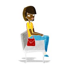 cartoon woman sitting on bench N2
