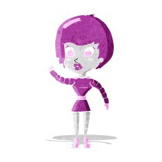 cartoon robot woman waving N4