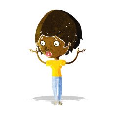 cartoon woman raising hands in air N4
