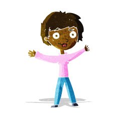 cartoon woman waving arms N4