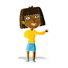 cartoon friendly woman waving N10