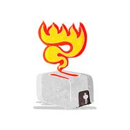cartoon burning toaster