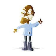 cartoon angry old man in patched clothing N2