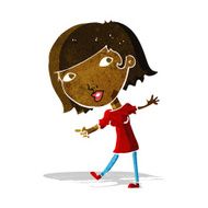 cartoon happy girl gesturing to follow N2