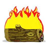 cartoon burning log