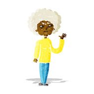 cartoon annoyed old woman waving N2