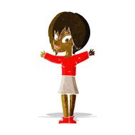 cartoon woman with open arms N17