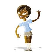 Cartoon Girl Waving N7