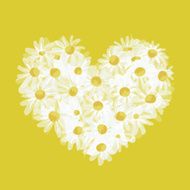 Summer bouquet heart shape made from daisy sketch design