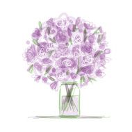 Floral bouquet in jar sketch for your design