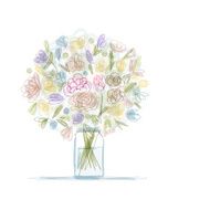 Floral bouquet in jar sketch for your design N2
