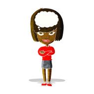cartoon woman with folded arms imagining N2
