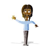 cartoon waving man with mustache N3
