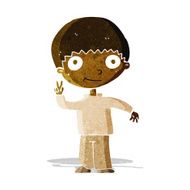 cartoon boy giving peace sign N2