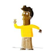 Cartoon Man Giving Peace Sign N10