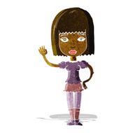 Cartoon Woman Waving N59