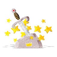 cartoon magical sword in stone