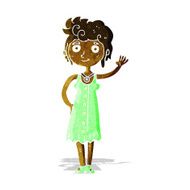 cartoon hippie woman waving N2
