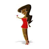 cartoon woman at party N3