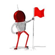 cartoon astronaut planting flag N2