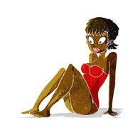 cartoon woman in swimsuit