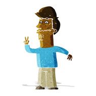 Cartoon Man Giving Peace Sign N11