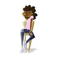 cartoon woman posing on chair N6