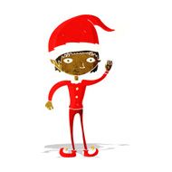 cartoon waving christmas elf N2