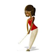 Cartoon Woman Playing Golf N6