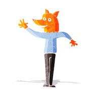cartoon waving fox man