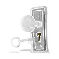 cartoon key and keyhole