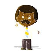 cartoon newsreader man with idea N2